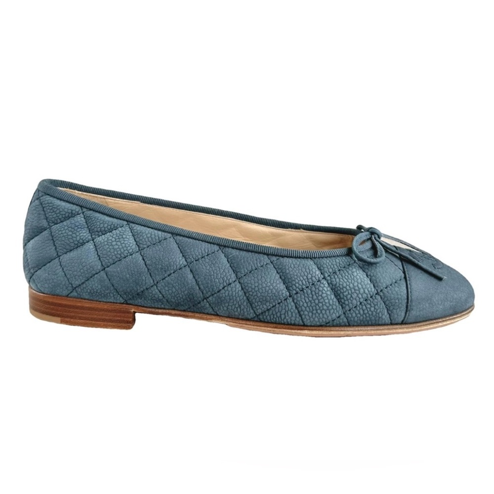 Chanel Blue Leather Ballerinas, Size 38